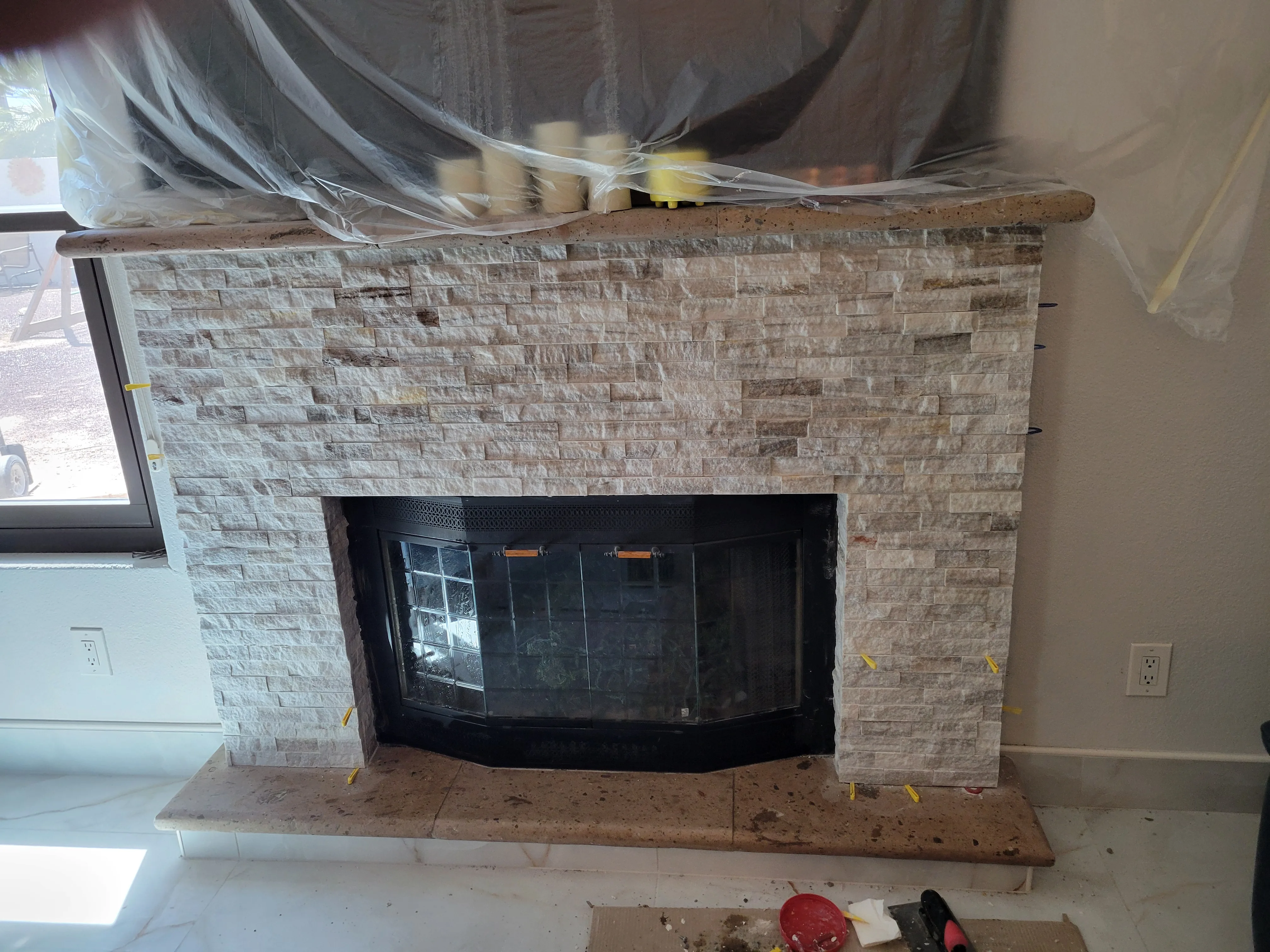 Fireplace with Stone-Look Tile