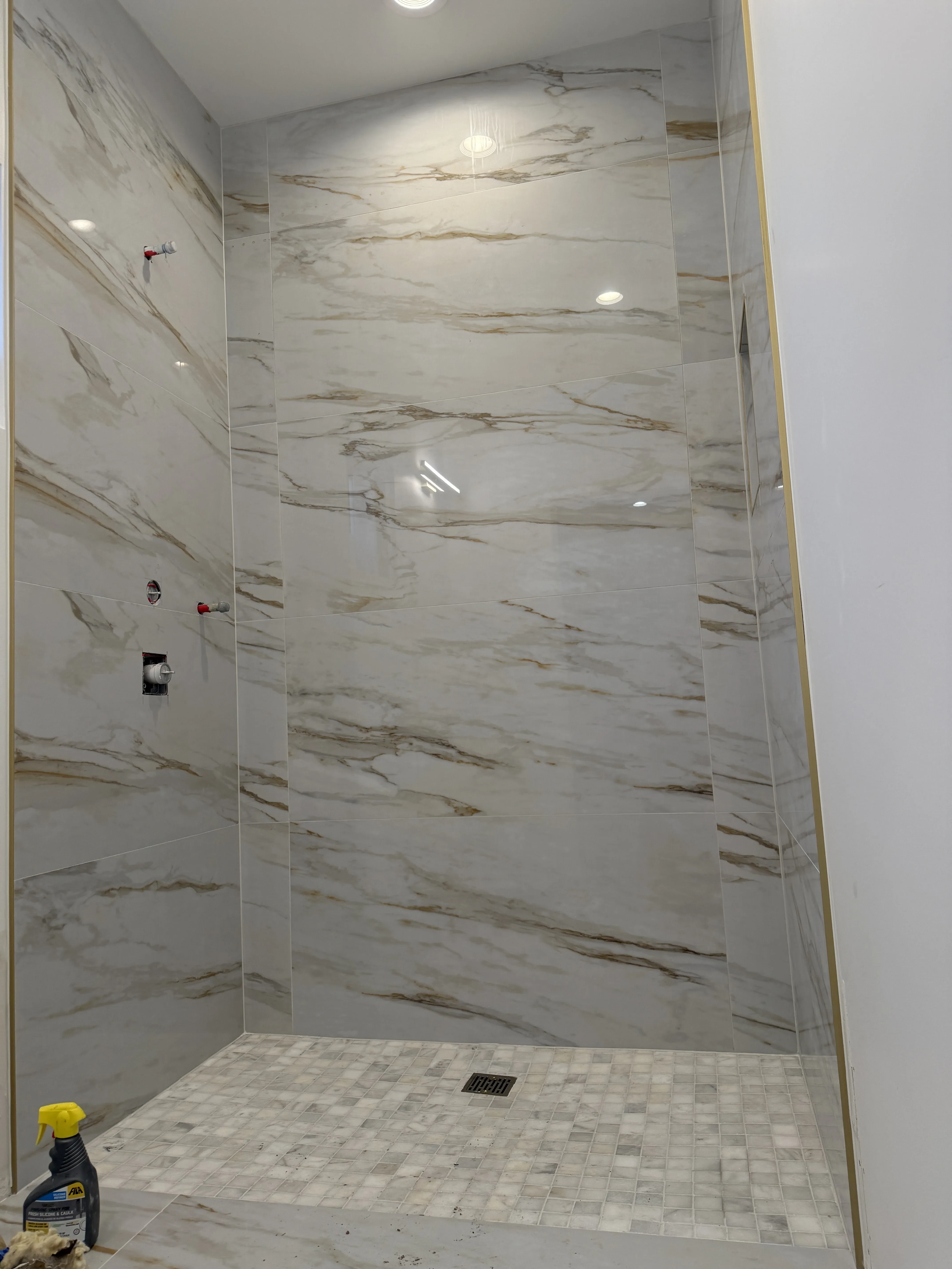 Large Format Calacatta Gold Marble Shower Scottsdale
