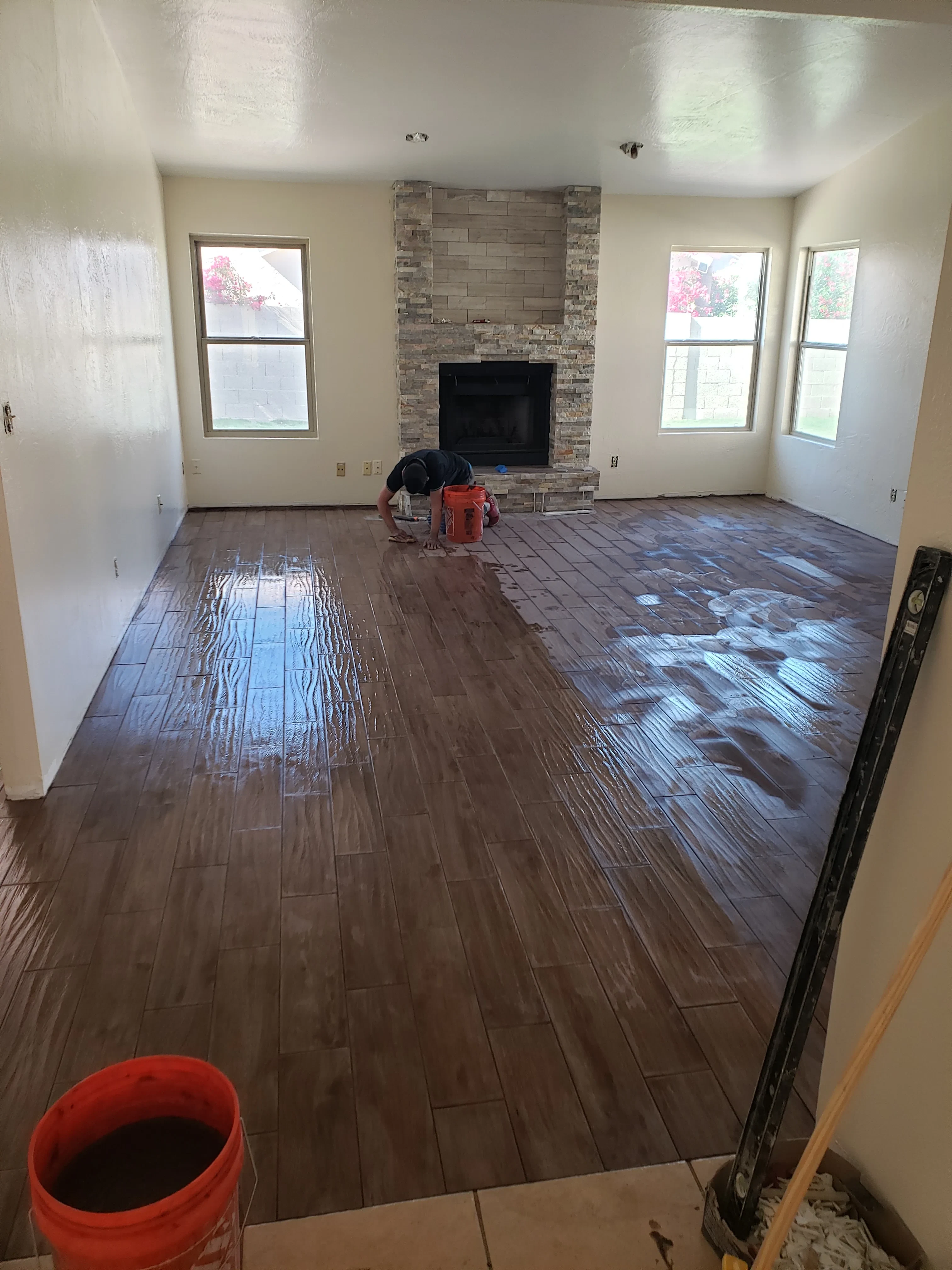 Wood-Look Porcelain Tile Floor